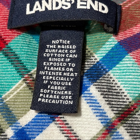 Lands' End Flannel Plaid Button Down Shirt Red Green Blue Long Sleeve Women's 10 - Picture 8 of 10